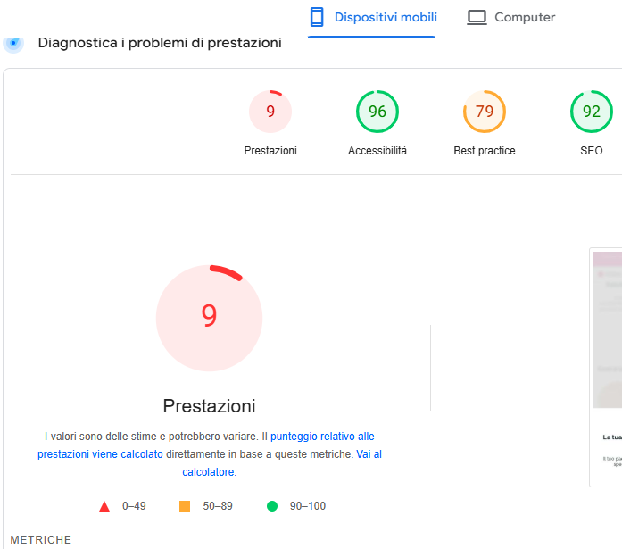 Velocizzare sito web google