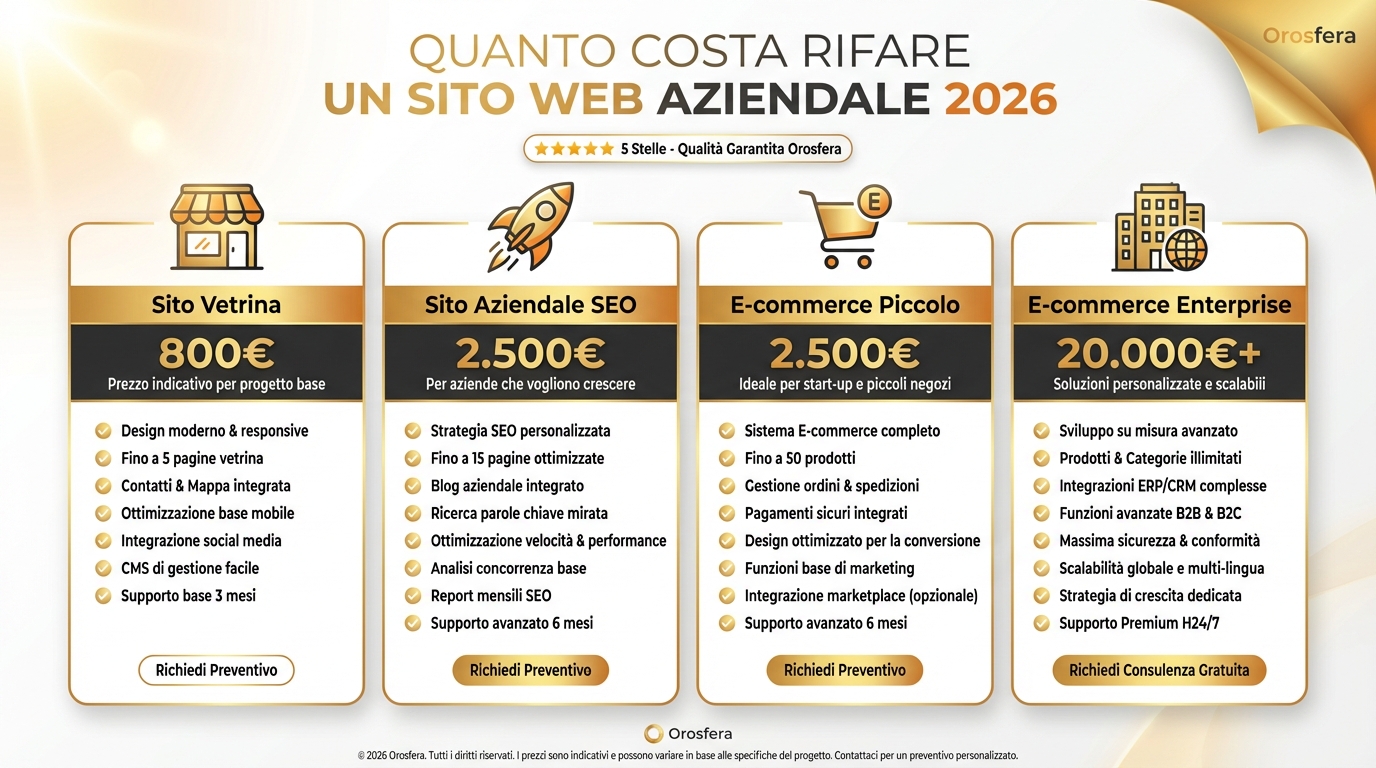quanto costa fare un sito web aziendale nel 2026