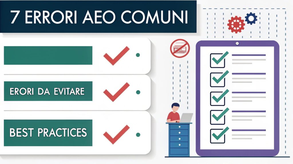 "Checklist errori comuni AEO da evitare e best practices ottimizzazione motori risposta AI