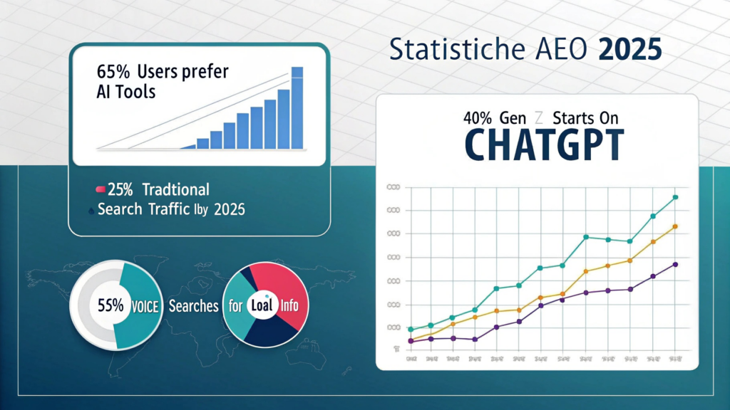 Statistiche AEO 2025 - Dati utilizzo AI search, voice search, comportamento utenti ricerca