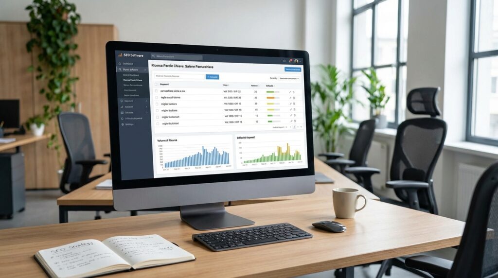 Ricerca keyword SEO per parrucchieri con volumi di ricerca e difficoltà