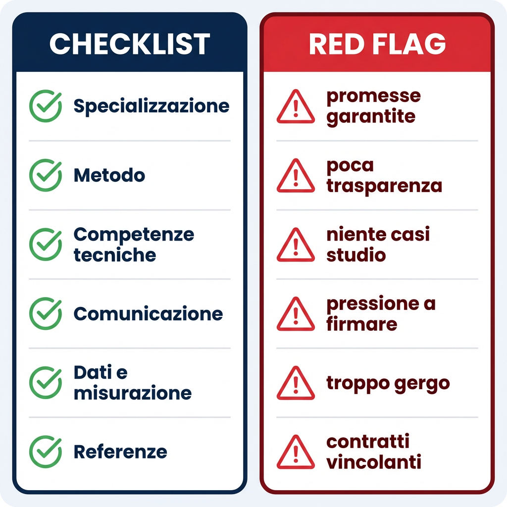 Checklist per scegliere un consulente digital marketing e principali red flag da evitare
