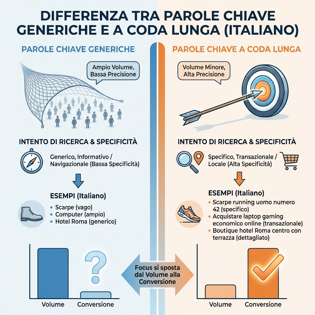 Long tail keyword cosa sono perche contano e come trovarle per battere siti piu grandi