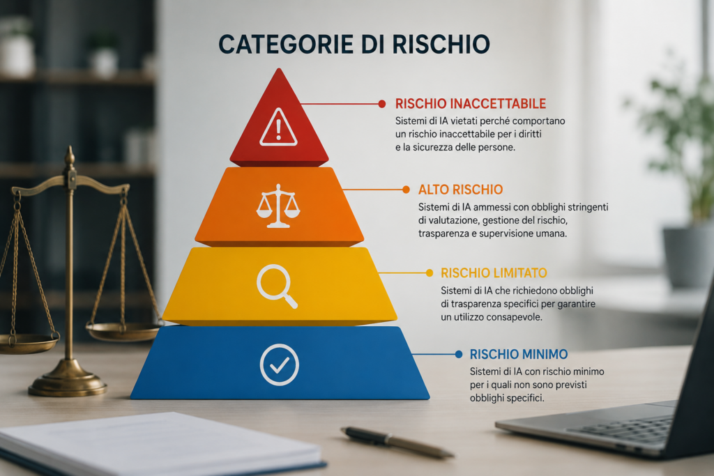le 4 Categorie di rischio nell'AI Act
